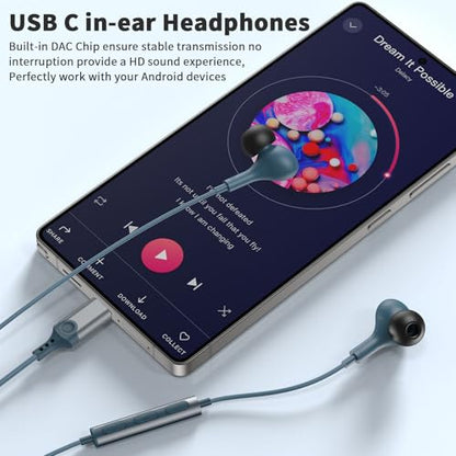 USB C Headphones Wired Earbuds for iPhone 18 Pro Max 17 16 15,Blue - color: Blue