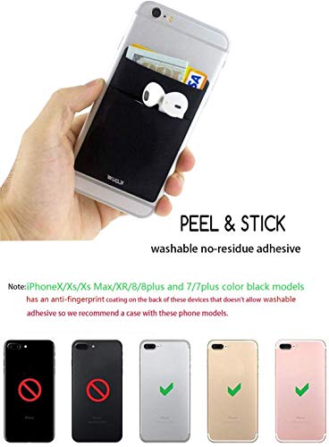 RFID Blocking Phone Card Wallet - Double Secure Pocket - Ultra-Slim Self Adhesive Credit Card Holder Card Sleeves Phone Wallet Sticker All Smartphones (Black Blue)-2PC - color: Black Blue