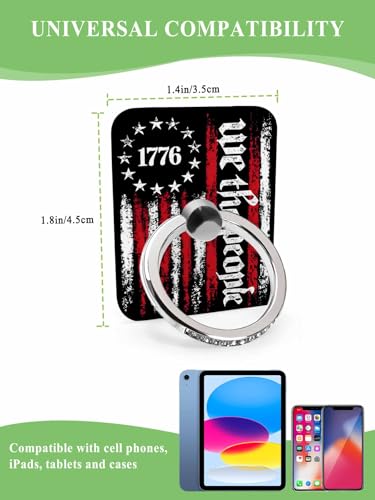 American Flag Phone Grip Rustic 1776 We The People Patriotic Black Phone Ring Holder Finger Grip Kickstand 360° Rotation Compatible with Most Cell Phones, Tablets and Cases, 1Pcs Rectangular - size: 1Pcs Rectangular