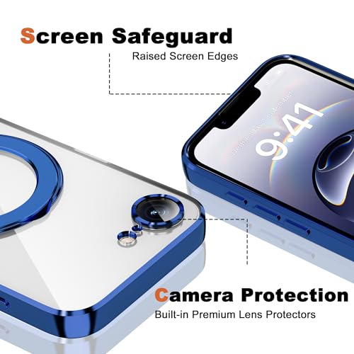 Plating Clear Phone Case for iPhone 17E/16E with Stand 6.1", Blue - color: Blue, size: Iphone 16E