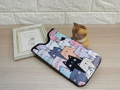 Tainada Neck Sleeve Phone Pouch w/Belt Loop Holster (Doodle Cats Style 2) - color: Doodle Cats Style 2