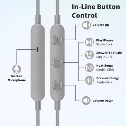 USB C Headphones Wired Earbuds for iPhone 18Pro Max 17 16 15,Grey - color: Grey
