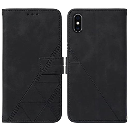 for iPhone X/Xs Flip Wallet Case with Card Slots, Black | PU Leather, TPU Interior, 3 Card Slots, Cash Pocket, Magnetic Clasp, Detachable Wrist Strap, Stand, Precise Cutouts - color: Black