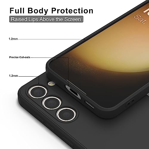 Vanjua Case for Samsung Galaxy S23 (Only), Stylish Liquid Silicone Slim Full-Body Protective Cover Compatible with Samsung Galaxy S23 5G 6.1 Inch Phone Case (Black) - color: Black