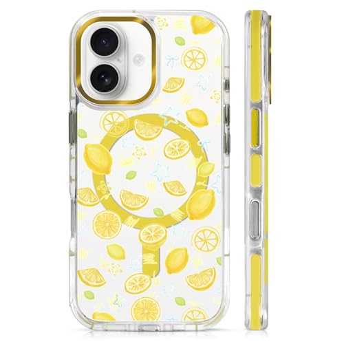 Magnetic Case for iPhone 17, Crystal Clear Phone Cover, Magnetic Charging Compatible, Anti-Yellowing Shockproof Drop Protection Aesthetic Phone Case for Women Girls, Bright Lemon Summer - color: Bright Lemon Summer, size: Iphone 17