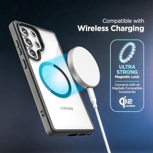Encased Belt Case for Samsung Galaxy S25 Ultra, Clear Back Case with Rotating Holster Clip (Magnetic, Compatible with MagSafe, Qi2) - color: Clear, size: S25 Ultra