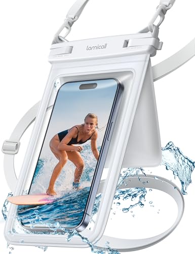 Lamicall Double Pocket Waterproof Phone Pouch, IPX8 Water proof Dry Bag | Privacy Storage for Card & Key, Cruise Ship, Beach Essentials for iPhone 17 16 15 14 13 Pro Max, White - color: White