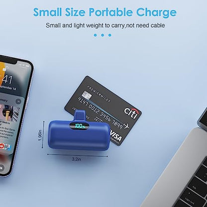 [2 Pack] Small Portable Charger for iPhone,Upgraded 5000mAh PD Fast Charging Power Bank, LCD Display Cute Mini Battery Pack Compatible with iPhone 14/14 Pro Max/13/13 Pro/12 Pro/11/XR/X/8,Blue+Pink - color: Pink+Blue