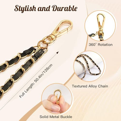 TiMOVO Phone Lanyard Metal Chain Crossbody, Gold & Black - color: Black, size: Standard