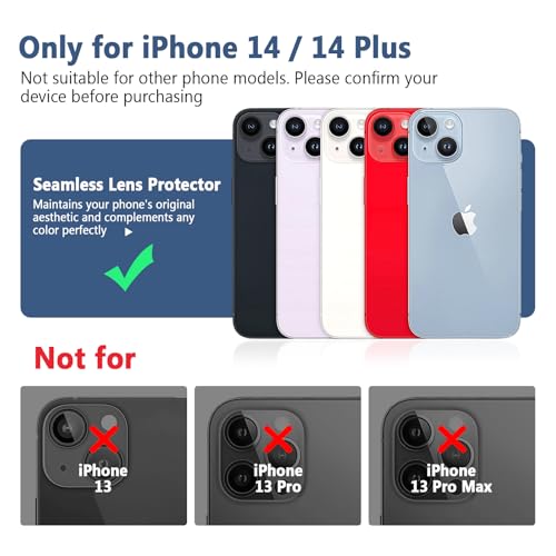 TENOC Camera Lens Protector for iPhone 14 & 14 Plus, Silver Glitter - size: iPhone 14/14 Plus
