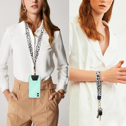SHANSHUI Phone Lanyard, Neck Wrist Nylon Cell Phone Lanyard 1Pcs Tether Pads Compatible with iPhone & All Smartphones in Full Cover Cases - color: Tpuwhite, size: 17inch