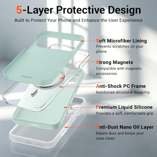 SUPFINE Silicone & Magnetic for iPhone 17 Pro Max Case - color: Aquamarine, size: iPhone 17 Pro Max