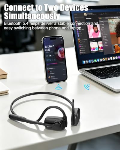 Wireless Headset with ENC Noise Cancelling Mic, Bluetooth V5.4 Headphones - color: Black