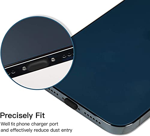 CaseBuy 10x Anti Dust Plugs Compatible with iPhone 14, 14 Pro Max, 13, 13 Pro, 12, 12 Pro Max, 11, 11 Pro, X, XS, XR, 8, 7, iPhone Charging Port Dust Cover | Silicone iPhone Dust Plugs, Black - size: 10PACK