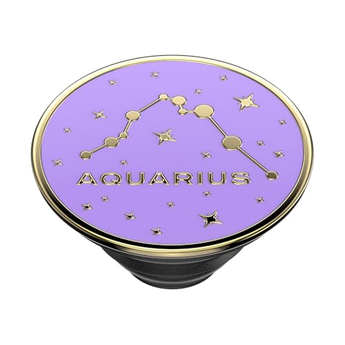 PopSockets Phone Grip with Expanding Kickstand, Adhesive Grip, Enamel - Zodiac Aquarius - color: Aquarius