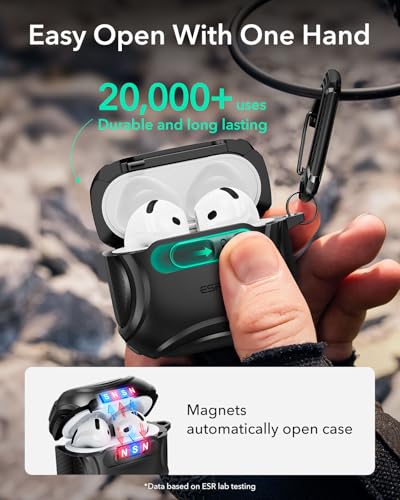 ESR for AirPods 5/4 Case, Compatible with MagSafe, Drop-Proof Lock, Black - color: Black, size: AirPods 5&4 Case