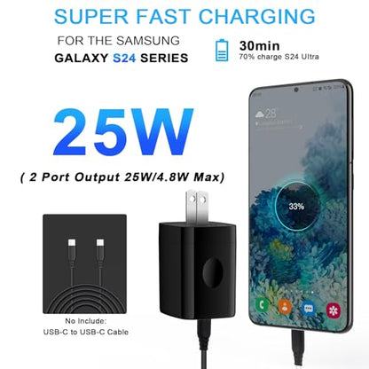 Charger Block 25W USB C Android Wall Charger Box 2 Port Super Fast Charging - color: Black