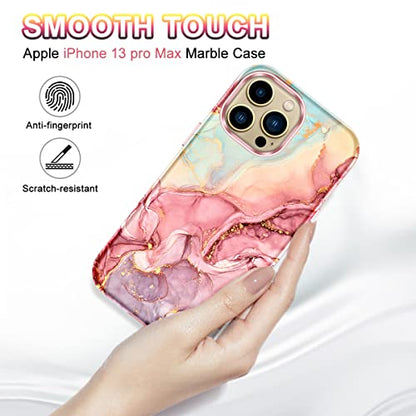 Btscase Compatible with iPhone 13 Pro Max Case 6.7 Inch 2021,Marble Pattern 3 in 1 Heavy Duty Shockproof Full Body Rugged Hard PC+Soft Silicone Drop Protective Women Girl Phone Cases, Rose Gold - color: A-Rose Gold, size: iPhone 13 Pro Max