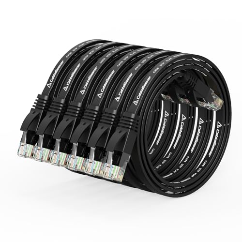 CableGeeker Cat 6 Flat Ethernet Cable 1ft 6Pack, 10Gbps, Black - color: Black-Flat, size: 1ft