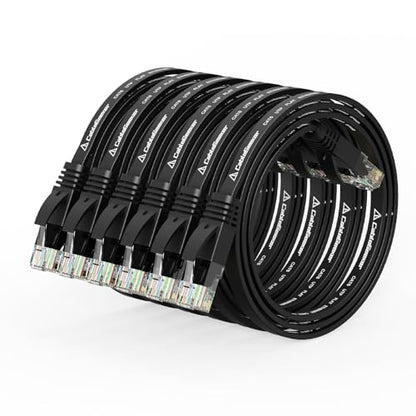 CableGeeker Cat 6 Flat Ethernet Cable 1ft 6Pack, 10Gbps, Black - color: Black-Flat, size: 1ft
