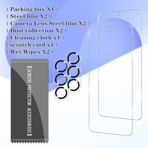 BIGFACE Galaxy S25 FE Tempered Glass Screen Protector + Camera Lens Protector [2 + 2 Pack][Case Friendly][Anti-Scratch][Ultrasonic Fingerprint Unlock] HD Protective Film for Samsung Galaxy S25 FE - size: Galaxy s25 fe(6.7")