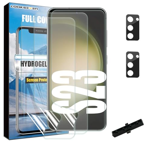 LOOKSEVEN 3 Hydrogel Films + 2 Tempered Glass Lens Protector For Galaxy S23 - size: S23