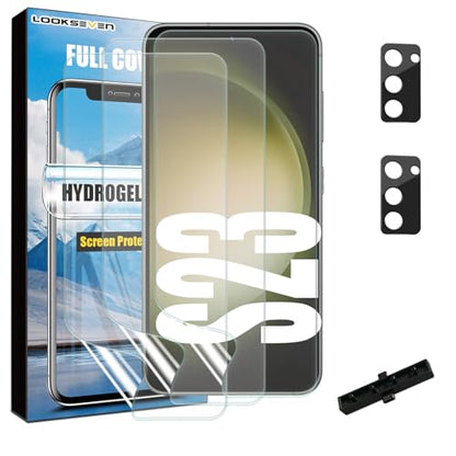 LOOKSEVEN 3 Hydrogel Films + 2 Tempered Glass Lens Protector For Galaxy S23 - size: S23