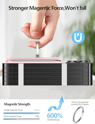 for Magsafe Wallet with Grip; 6-Card Holder; Stronger Magnetic Phone Wallet - color: Soft Blush Pink