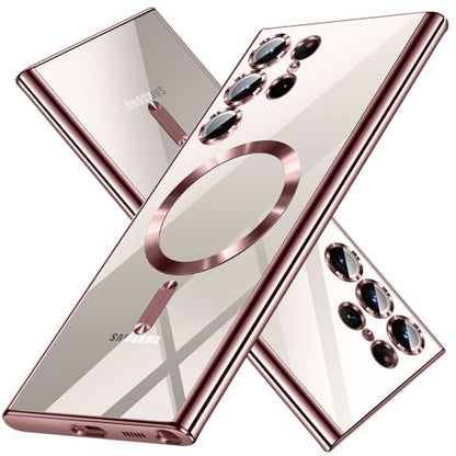 Hurgoer for Samsung Galaxy S24 Ultra Case（Only）.Magnetic Cover for S24 Ultra，Glossy Slim Thin Soft funda capa para 6.8 inch.Compatible with MagSafe (Rose Gold) - color: Rose Gold