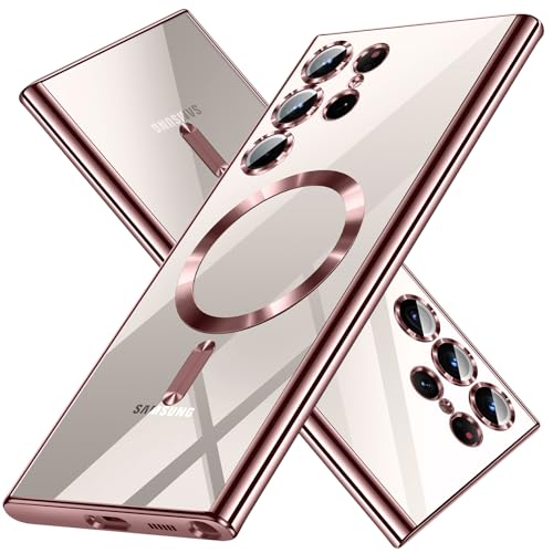 Hurgoer for Samsung Galaxy S24 Ultra Case（Only）.Magnetic Cover for S24 Ultra，Glossy Slim Thin Soft funda capa para 6.8 inch.Compatible with MagSafe (Rose Gold) - color: Rose Gold