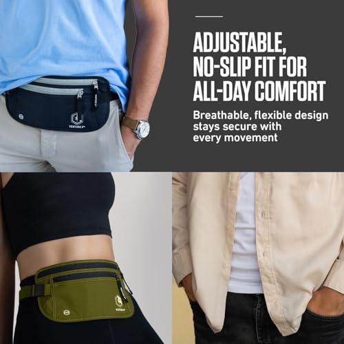 VENTURE 4TH Travel Money Belt, RFID Blocking Passport Holder - Gray - color: Ash Gray