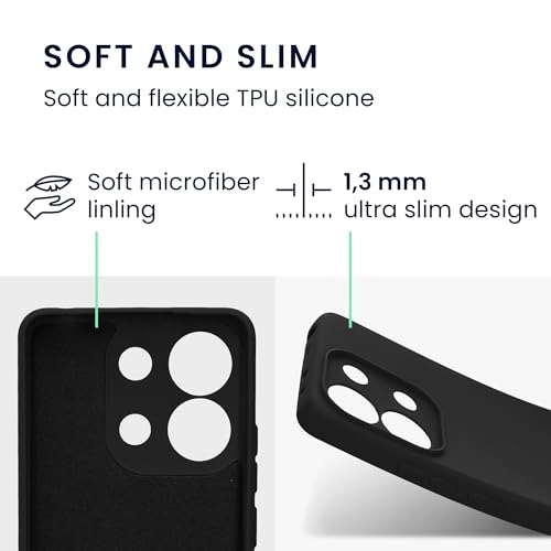 kwmobile Case Compatible with Xiaomi Redmi Note 13 4G Case - Protective Slim TPU Cover with Soft Matte Finish - Black - color: black