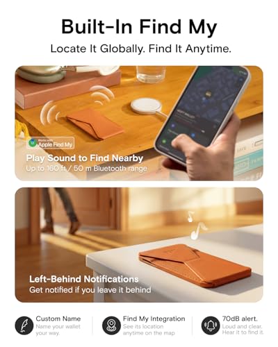 MOFT Magnetic Wallet Stand with Apple Find My, Compatible with iPhone 17/16/15/14/13/12 Series, Angle Adjustment & Magsafe Compatible MOVAS Phone Stand, Jet Black - color: Jet Black, size: Find My-Enabled