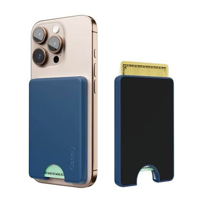 Casely MagWallet | Navy | Slim Wallet Card Holder | Compatible with MagSafe | Soft-Touch Hard Silicone | Holds Up to 3 Cards - color: Navy