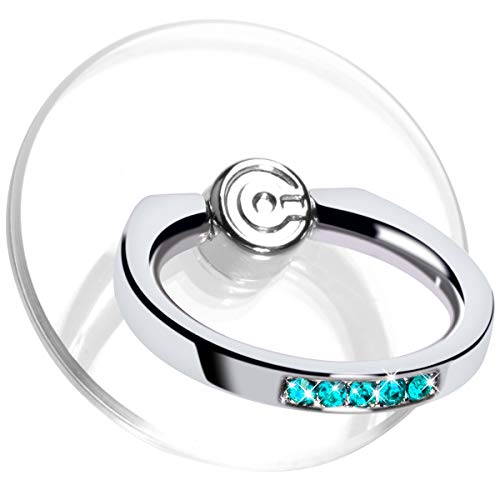 Transparent Phone Ring Holder Grip - EI Sonador Clear Cell Phone Ring Stand Holder Finger Grip Kickstand 360° Rotation, Compatible with Most of Phones, Tablets and Case (2 Aquamarine Diamond) - color: 2 Aquamarine Diamond