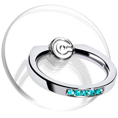 Transparent Phone Ring Holder Grip - EI Sonador Clear Cell Phone Ring Stand Holder Finger Grip Kickstand 360° Rotation, Compatible with Most of Phones, Tablets and Case (2 Aquamarine Diamond) - color: 2 Aquamarine Diamond