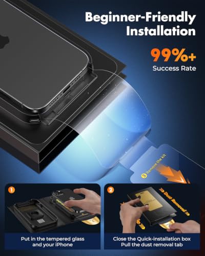 UNBREAKcable iPhone 15 Full-Coverage Screen Protector - 3 Pack | Quick-Install Box, Edge-to-Edge Coverage, 9H Hardness, Ultra HD Clarity, Daily Protection, Smooth Touch - size: iPhone 15