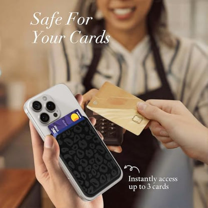 Svanove Leopard Magnetic Phone Wallet Compatible with Magsafe Wallet for Women, Cheetah Print ID Credit Card Holder Wallets for iPhone 17/16/15/14/13/12 Series, Cute Slim Leather Wallets, Black - color: Black