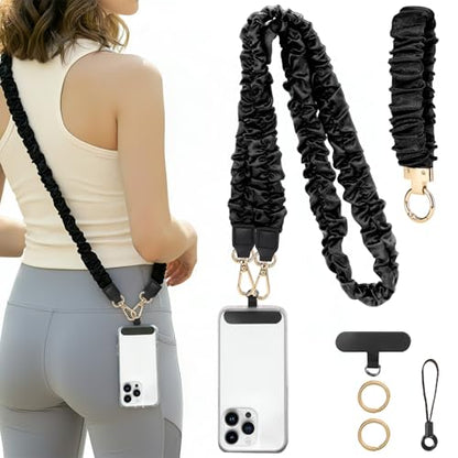 BESARME Crossbody Phone Lanyard With Wrist Strap, Tether Tab, Pink