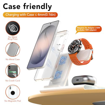 Wireless Charger for Samsung Charging Station, Foldable & Nightlight - color: white