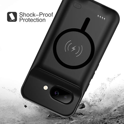 Battery Case for Pixel 9a, Upgraded 10000mAh Battery Pack Rechargeable Charger Case with Wireless Charging Compatible for Pixel 9a(6.3 inch) External Charging Cover(Black) - size: Pixel 9a