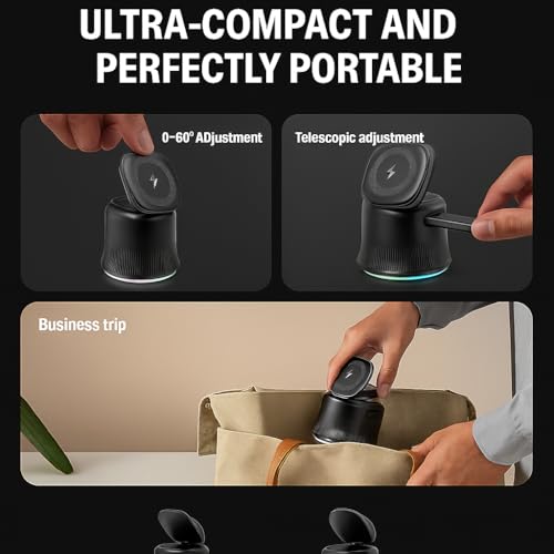 3 in 1 Wireless Charging Station for Apple MagSafe Charger, 15W Fast Magnetic MagSafe Charger Stand for iPhone 17 16 15 14 13 12 Apple Watch AirPods Series, Gifts for Men