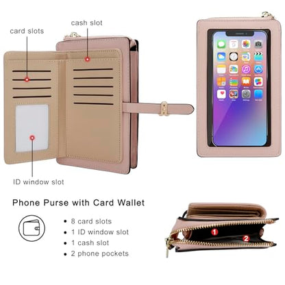 DOB SECHS Leather Small Phone Wallet Purse Cross Body for Women with Mini Coin Bag Pouch Travel Side Purses