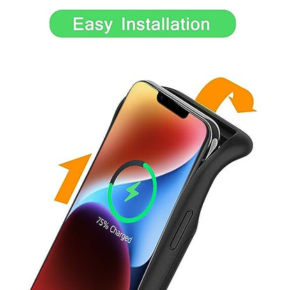 Wireless Charging Case for iPhone 14, 10000mAh High Capacity Portable Rechargeable Protective Battery Case Wireless Charging Compatible with iPhone 14 (6.1 inch) Extended Battery Charger Case (Black) - size: iPhone 14