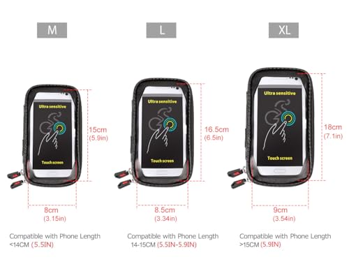 ROTTO Bike Phone Mount Bicycle Cell Phone Holder Handlebar Bag Anti-shake Waterproof with 360° Rotation Three Sizes