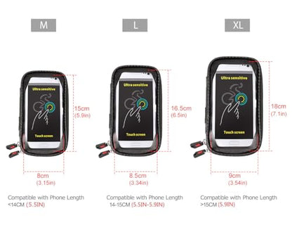 ROTTO Bike Phone Mount Bicycle Cell Phone Holder Handlebar Bag Anti-shake Waterproof with 360° Rotation Three Sizes