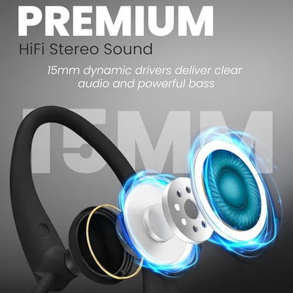 PHILIPS USB-C Wired Earbuds with Microphone, Secure Fit Over-Ear Sport Earhooks, Deep Bass 15mm Drivers, in-Line Controls, Plug-and-Play USB-C Earphones, Wired Open Ear Headphones for Running & Gym - color: Black, style: USB-C WITH MIC
