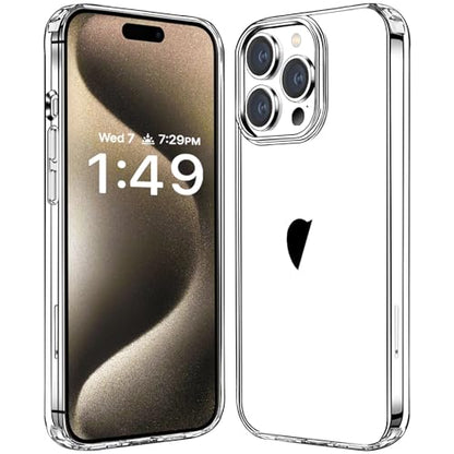 JJGoo Compatiable with iPhone 15 Pro Max Case Clear, Transparent Shockproof Phone Case, Slim Anti-Scratch Hard PC Back Protective Cover Bumper, Clear - color: Clear, size: for iPhone 15 Pro Max