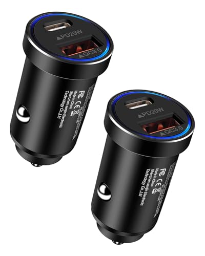 2Pack 12v USB Charger USBC Car Charger Adapter, Mini Car Phone Adapter USBC - color: Black