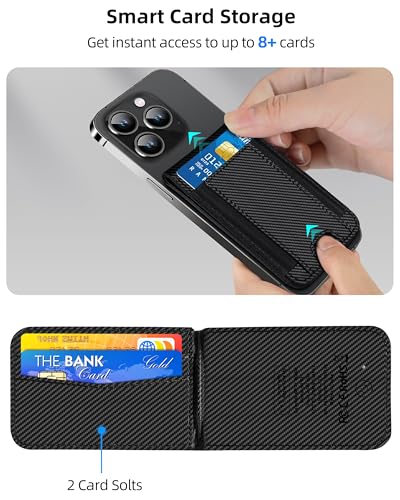 for Magsafe Wallet Works with Apple Find My, Leather Magnetic Phone Wallet - color: Carbon Fiber Black
